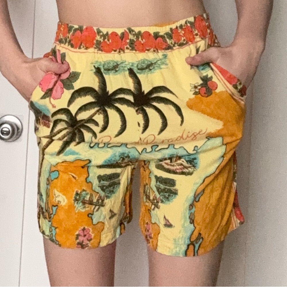 Urban Outfitters Tropical Print Yellow Shorts
